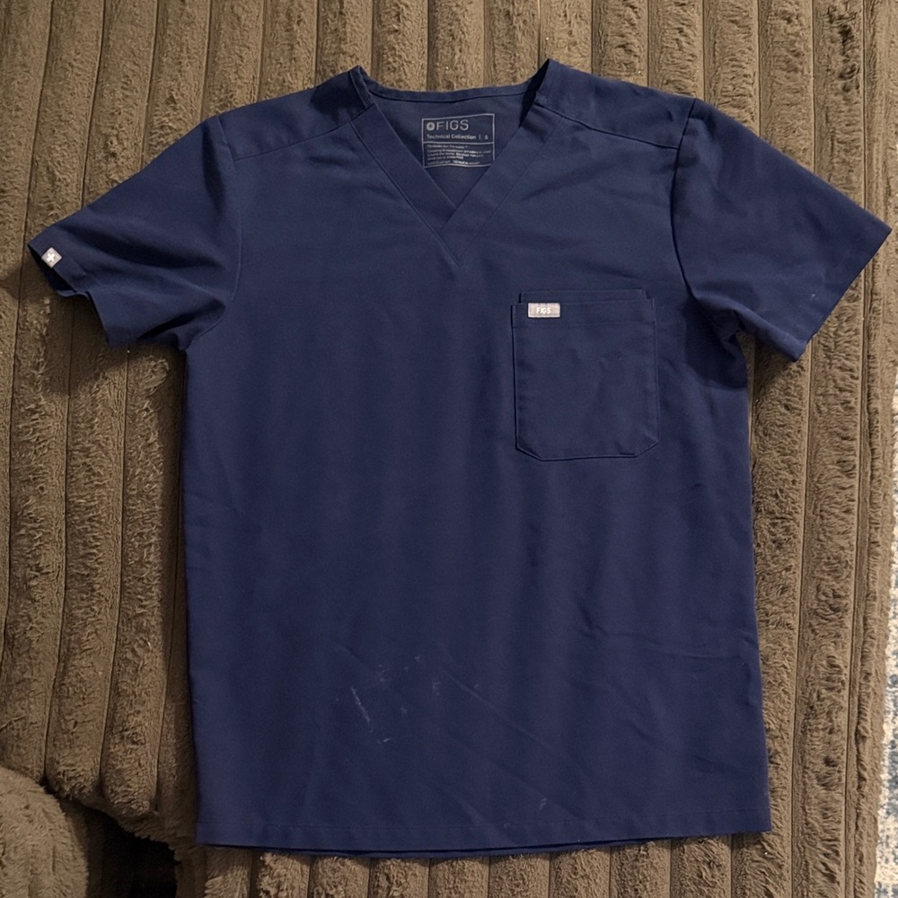 Figs Navy Blue Scrub Top Men Small